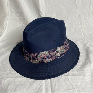 VINTAGE Blue Patterned Fedora Style Hat - Union Made